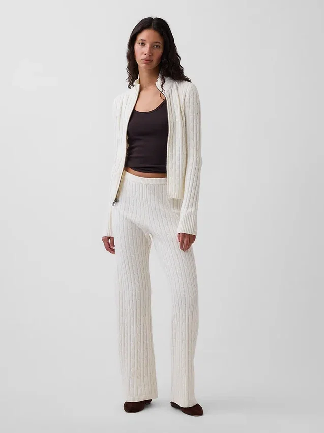 CashSoft kort cardigan med glidelås i kabelstrikk