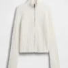 CashSoft kort cardigan med glidelås i kabelstrikk