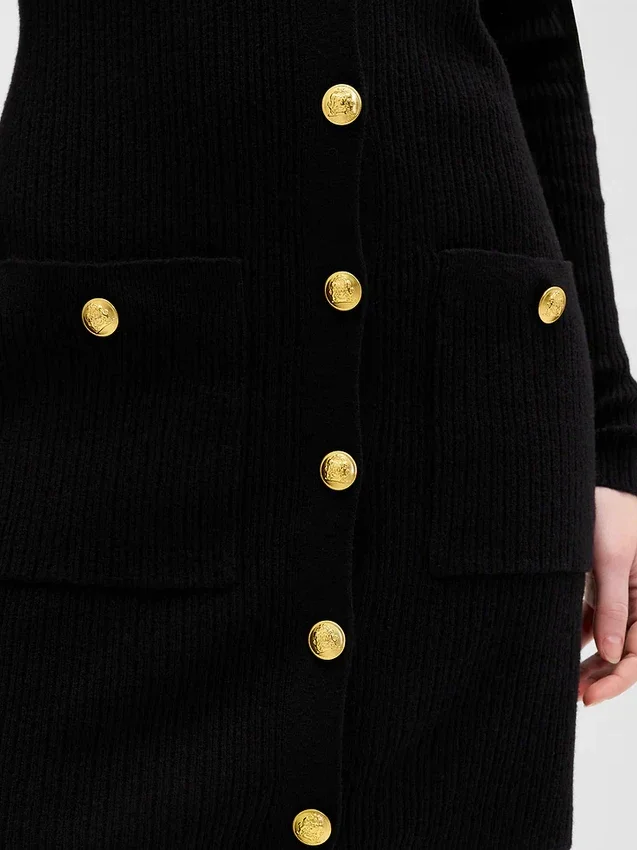 CashSoft minikjole i ribbestrikket materiale med lommer