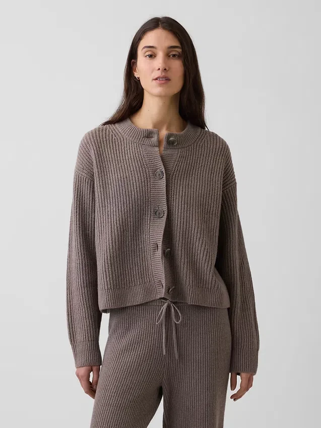 CashSoft oversized cardigan med shaker-masker