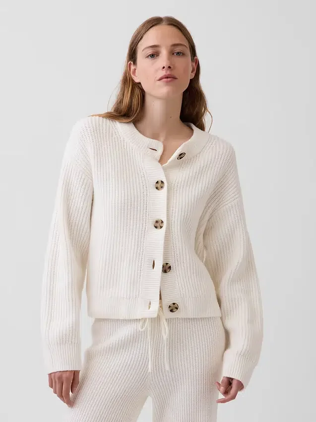 CashSoft oversized cardigan med shaker-masker