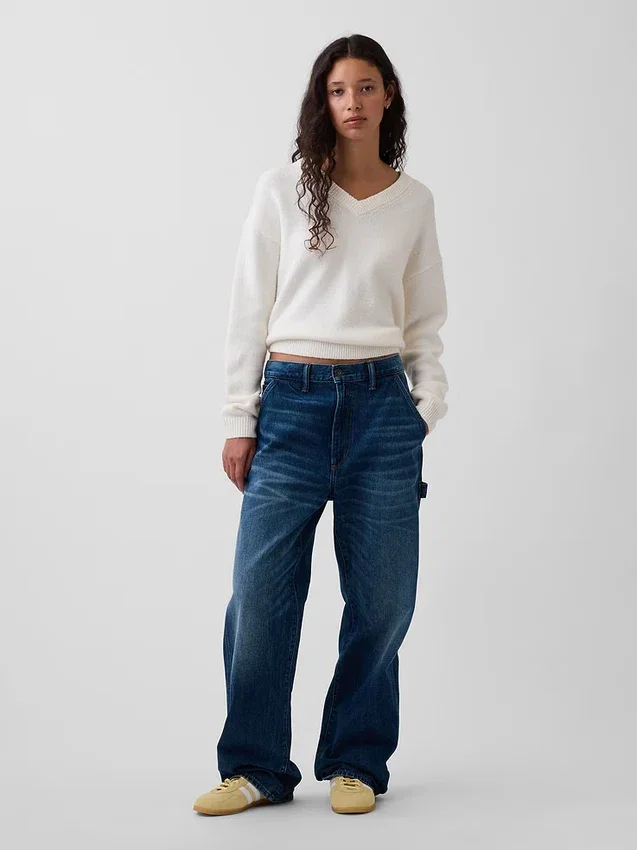CashSoft oversized genser med V-hals