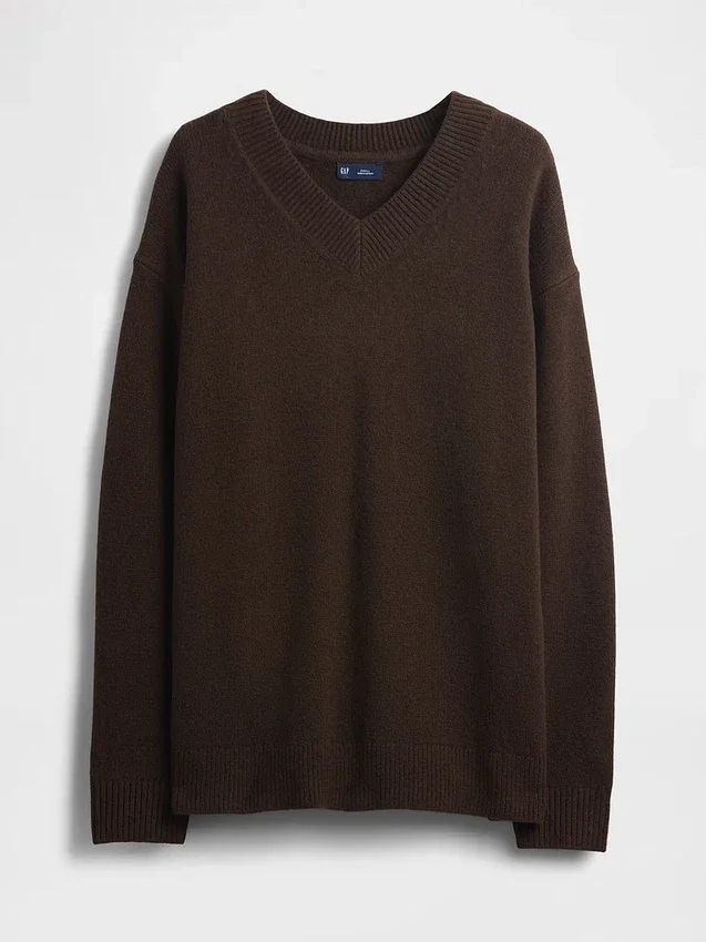 CashSoft oversized genser med V-hals