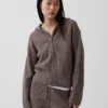 CashSoft oversized hettegenser med glidelås og shaker-mønster