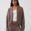 CashSoft oversized hettegenser med glidelås og shaker-mønster