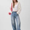 CashSoft oversized hettegenser med glidelås og shaker-mønster