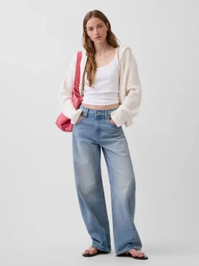 CashSoft oversized hettegenser med glidelås og shaker-mønster
