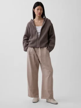 CashSoft oversized hettegenser med glidelås og shaker-mønster