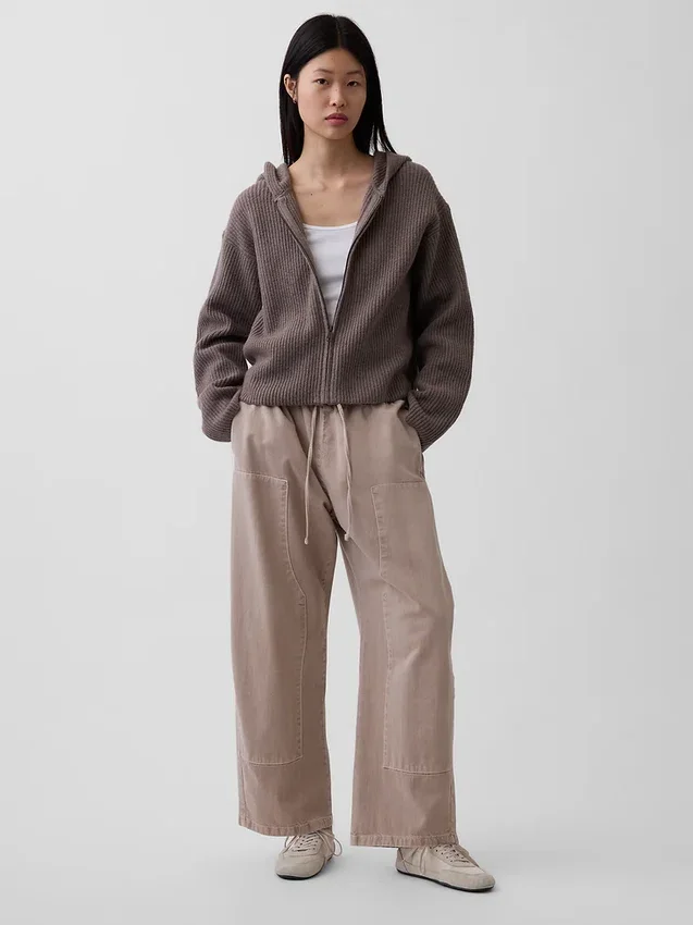 CashSoft oversized hettegenser med glidelås og shaker-mønster