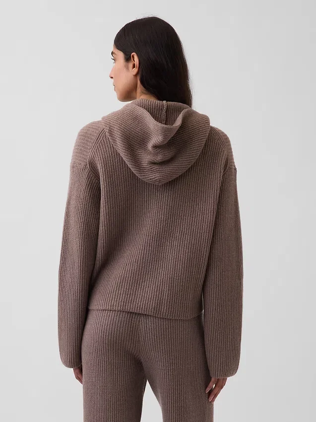 CashSoft oversized hettegenser med glidelås og shaker-mønster