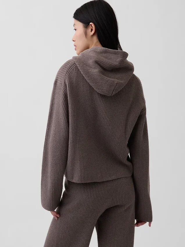 CashSoft oversized hettegenser med glidelås og shaker-mønster