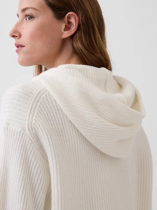 CashSoft oversized hettegenser med glidelås og shaker-mønster