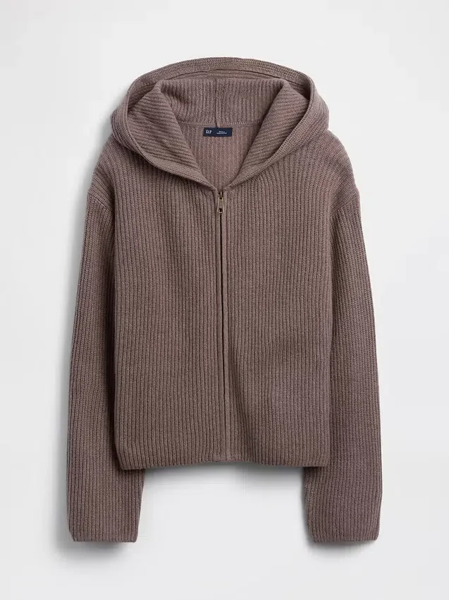 CashSoft oversized hettegenser med glidelås og shaker-mønster