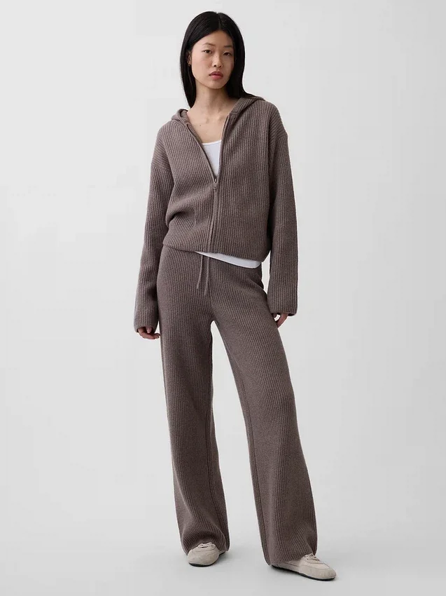 CashSoft oversized hettegenser med glidelås og shaker-mønster