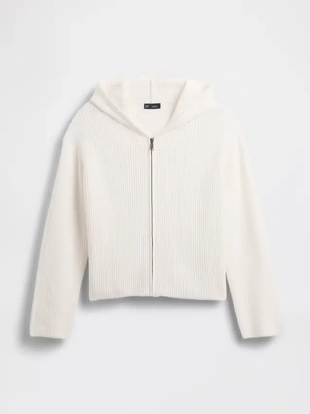 CashSoft oversized hettegenser med glidelås og shaker-mønster