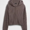 CashSoft oversized hettegenser med glidelås og shaker-mønster