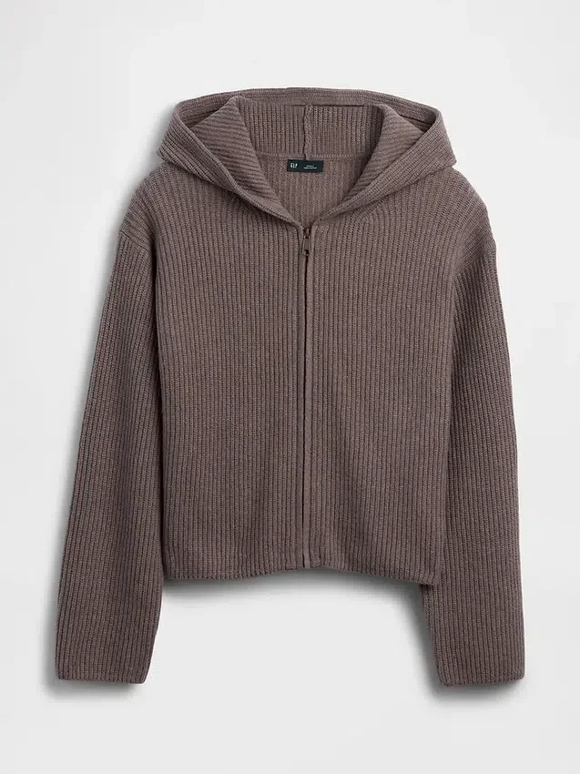 CashSoft oversized hettegenser med glidelås og shaker-mønster