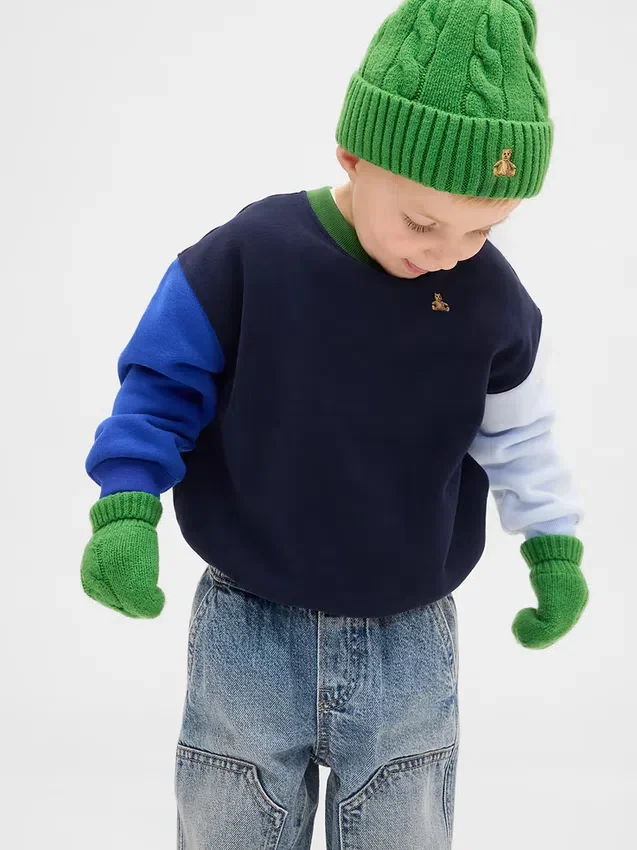 CashSoft-sett med strikket lue og votter for Baby og Småbarn