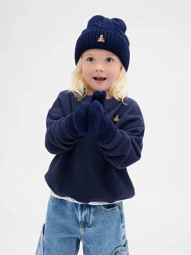 CashSoft-sett med strikket lue og votter for Baby og Småbarn