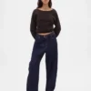 CashSoft stretch-genser med lanterneermer
