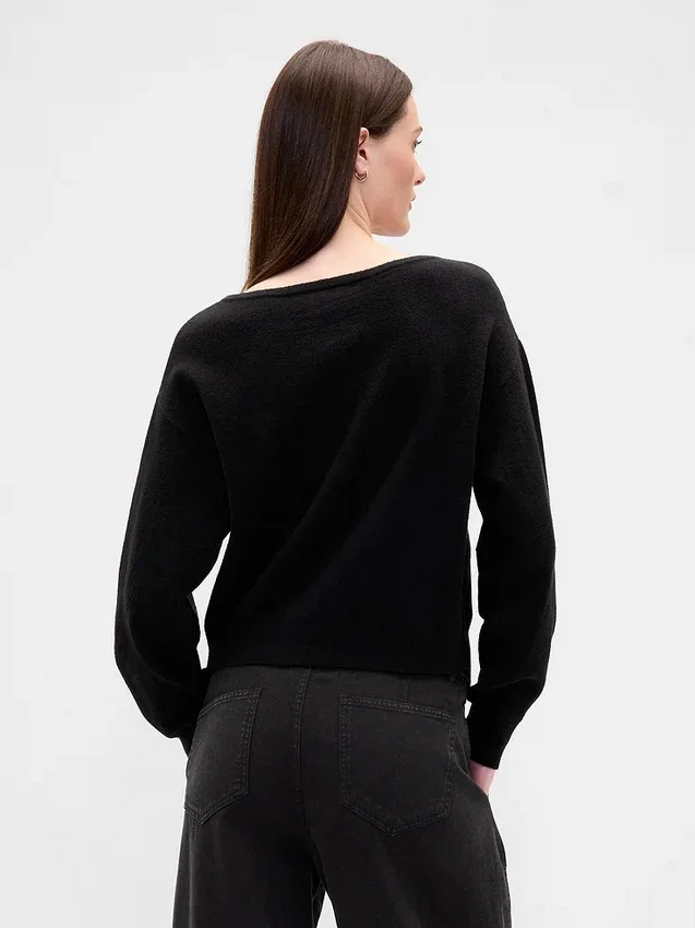 CashSoft stretch-genser med lanterneermer