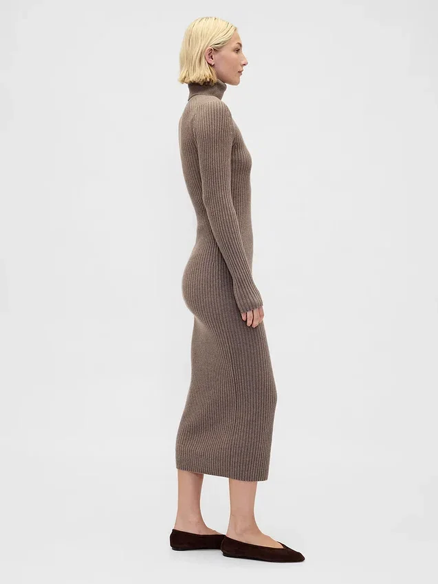 CashSoft turtleneck-maksikjole