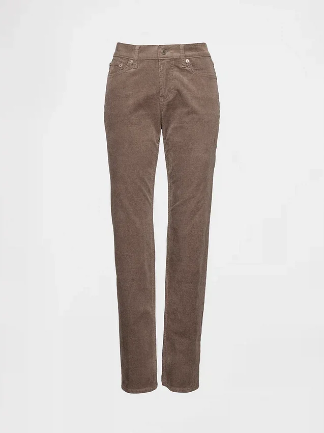 Corduroy-bukser med lav midje i 90-tallsstil, slank og rett passform