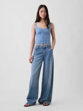Crop-bustier-top med hullmønster
