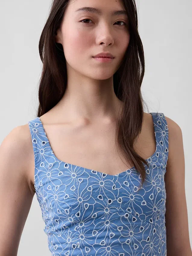 Crop-bustier-top med hullmønster