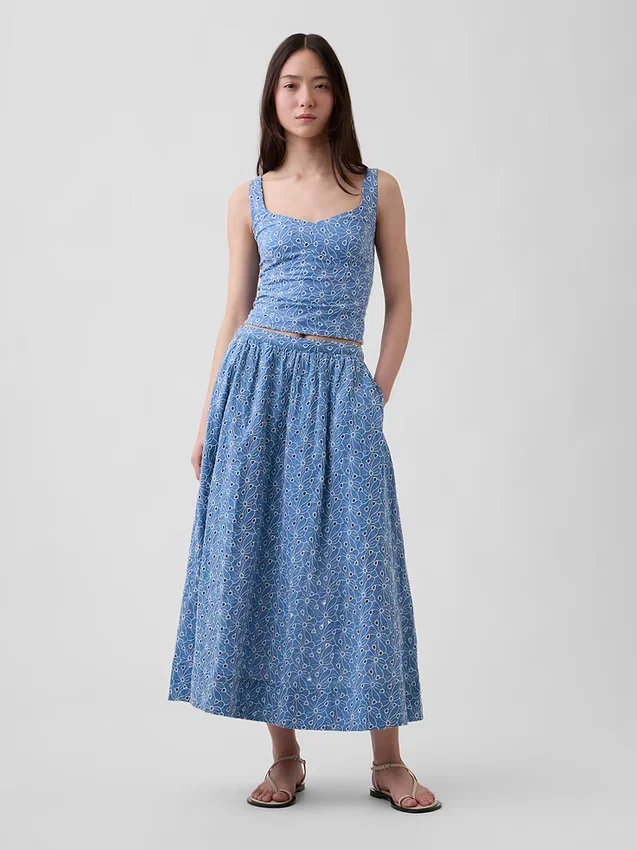 Crop-bustier-top med hullmønster