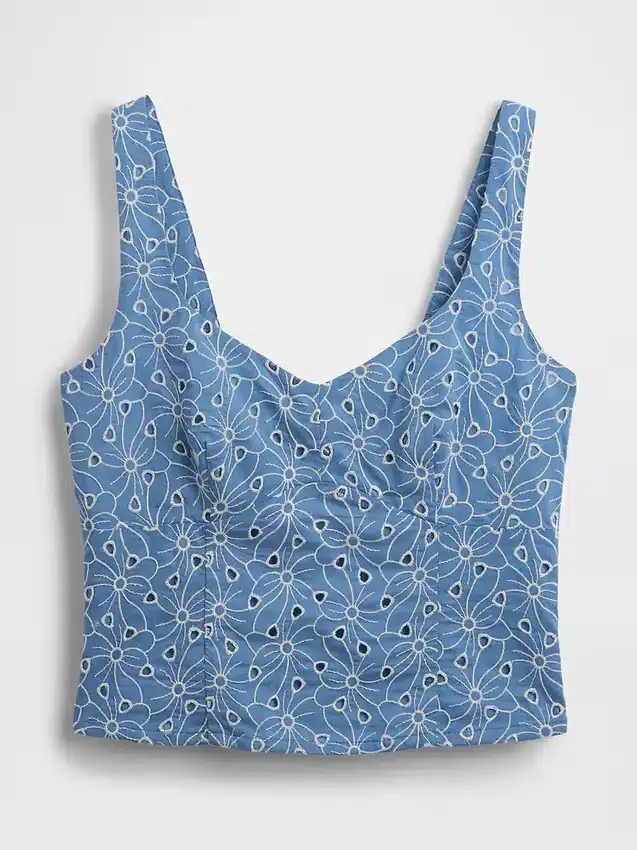 Crop-bustier-top med hullmønster