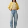 Crop-jeans med høy midje og vid ben