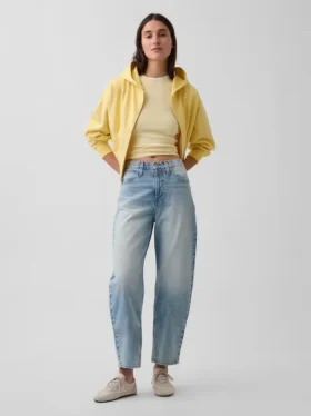 Crop-jeans med høy midje og vid ben