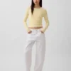 Crop-jeans med høy midje og vid ben