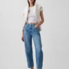 Crop-jeans med høy midje og vid ben