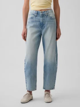 Crop-jeans med høy midje og vid ben