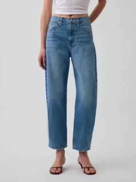 Crop-jeans med høy midje og vid ben