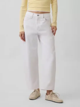 Crop-jeans med høy midje og vid ben