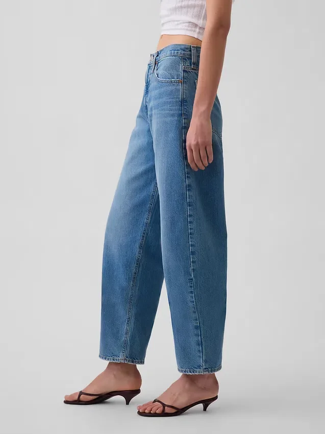Crop-jeans med høy midje og vid ben