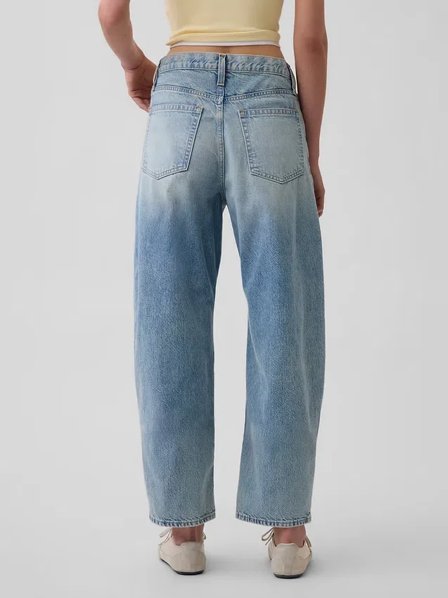 Crop-jeans med høy midje og vid ben