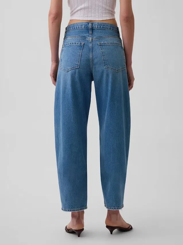 Crop-jeans med høy midje og vid ben