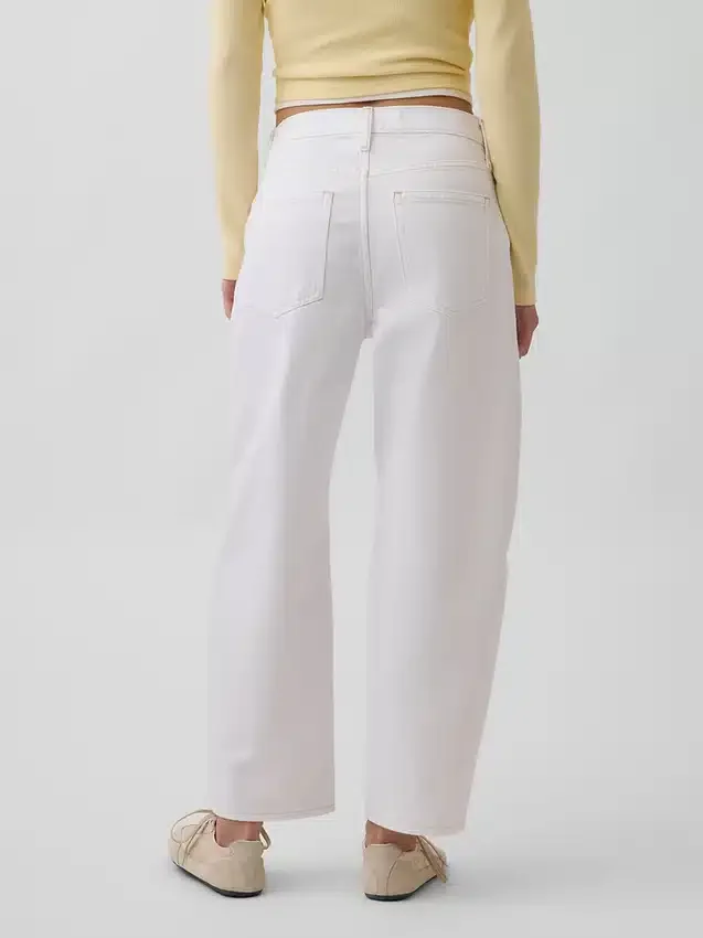 Crop-jeans med høy midje og vid ben