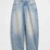 Crop-jeans med høy midje og vid ben