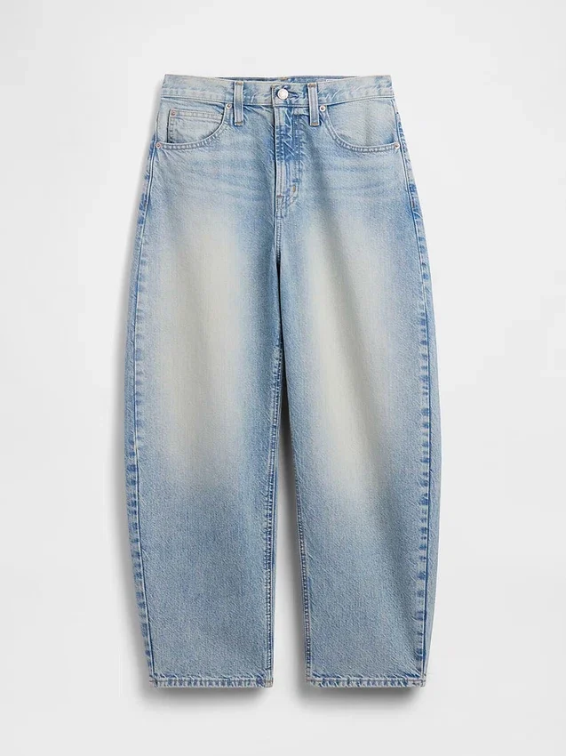 Crop-jeans med høy midje og vid ben