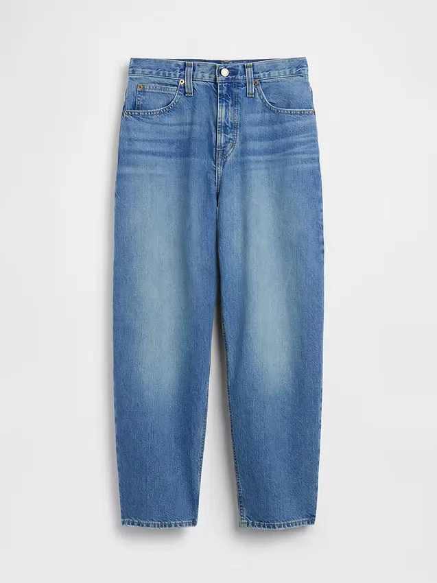 Crop-jeans med høy midje og vid ben