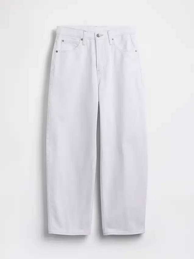 Crop-jeans med høy midje og vid ben