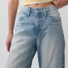 Crop-jeans med høy midje og vid ben