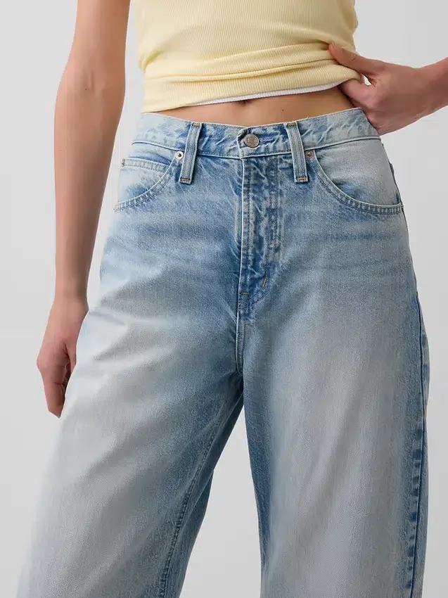 Crop-jeans med høy midje og vid ben