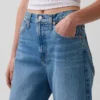 Crop-jeans med høy midje og vid ben