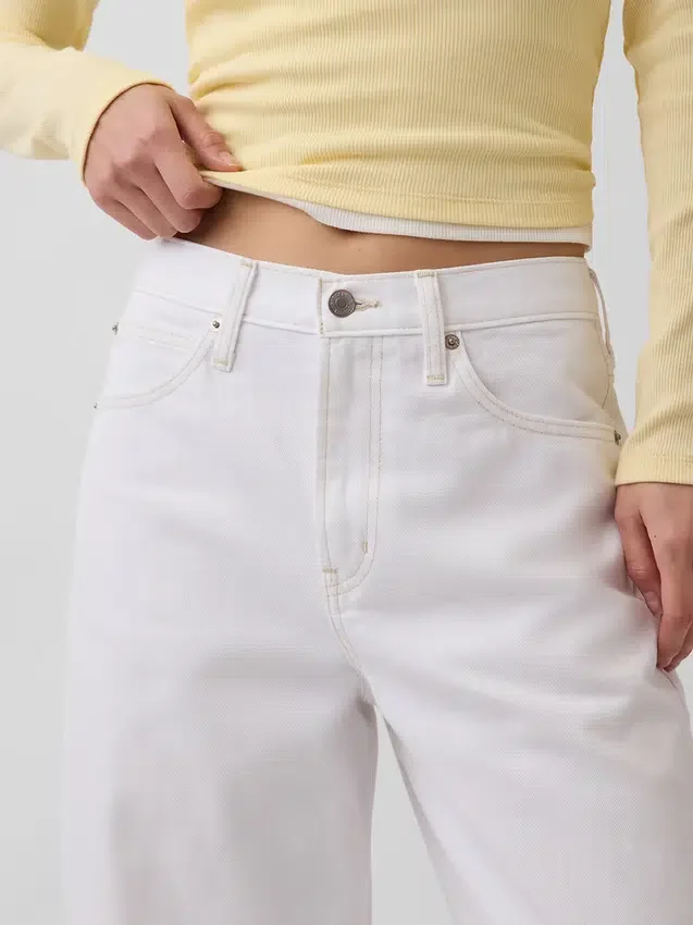 Crop-jeans med høy midje og vid ben
